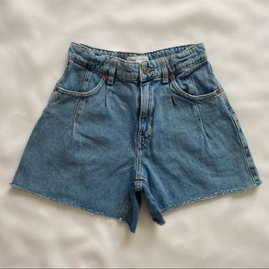 Zara Pleated Denim Bermuda Shorts | Size 11-12